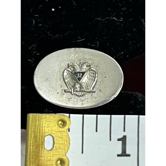 VTG Freemason Single Cufflink Silver Tone Eagle Scottish Rite 32 Degree Mason - Picture 3 of 4